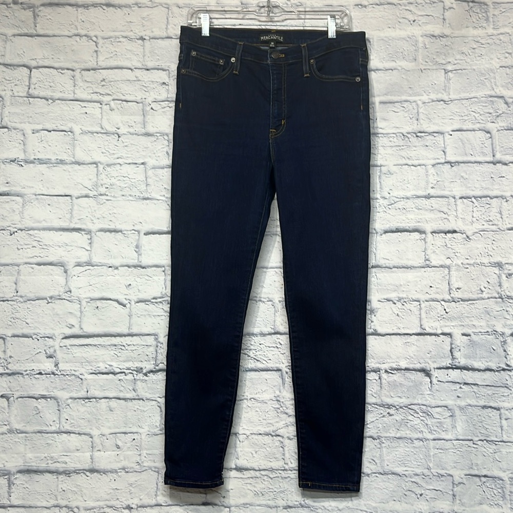 J. Crew Mercantile Mid-Rise Skinny Ankle Dark Wash Stretch Jeans